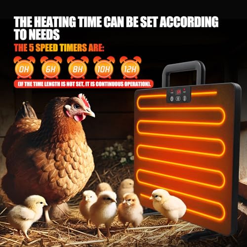 Chicken Coop Heater Radiant Heat Panel,Heat Warmer for Chicken Coop,Chicken Heater with Control Timing Function & Adjustable Temp for Chicken Kitten Pet Animal