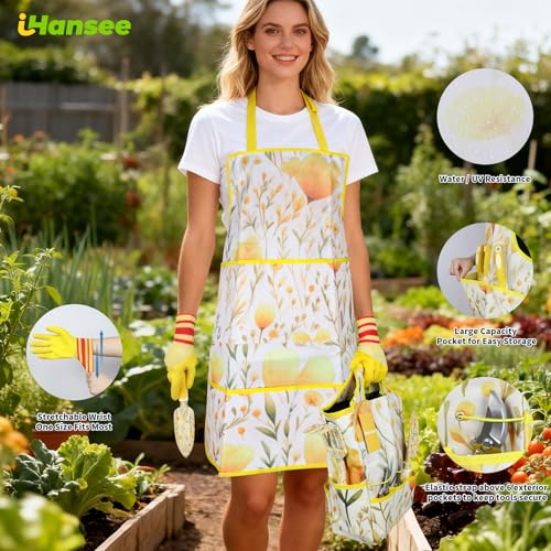 Yellow Garden Tools Set 10 Pieces, Gardening Gifts for Women | Aluminum Alloy Steel Hand Tool Kit w/Non-Slip Ergonomic Handle, Floral Print Garden Supplies Organizer Handbag, Gardening Set - color: yellow