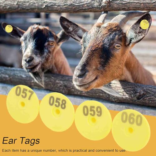 100PCS Cattle Ear Tag Plastic Livestock Ear Tag Animal Identification Earring Tagger for Cow Cattle Sheep Goats Pigs (Yellow)