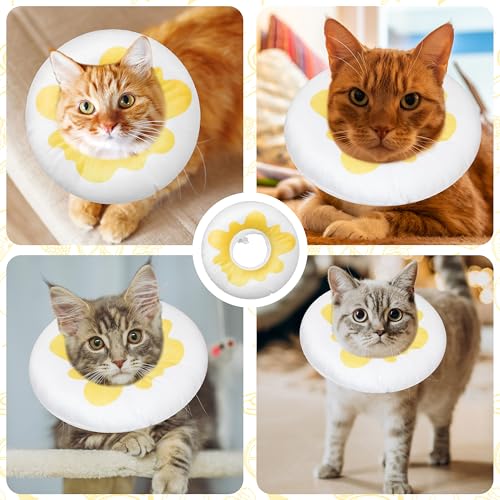 Cat Cone Collar Soft, Adjustable Cat Recovery Cone (Egg, S) | Stop Licking, Cute Kitten Donut Collar After Surgery, Elizabethan Collars for Kittens, Lightweight Cats Neck Cones - color: Egg, size: Small