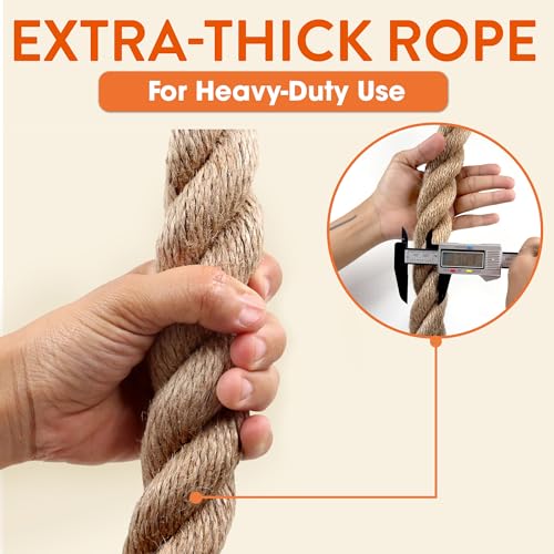 Natural Jute Rope 1-3/16 Inch x 50 FT (30mm) – Extra Thick Jute Rope for Large Swings, Posts, Fencing & Rustic Décorg, Landscaping, Crafting, Gardening, DIY Projects, Home Décor, and Outdoor Use - size: 1-3/16" x 50'