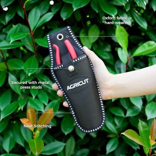 AGRICUT Japanese Pruning Shears, Hand Pruners with Sheath | Gardening Gifts for Men Women - Pruning Shears with Sheath & Holster, Heavy Duty Bypass Garden Clippers with Case - style: Nylon Handle, High Carbon Steel PRO with Sheath