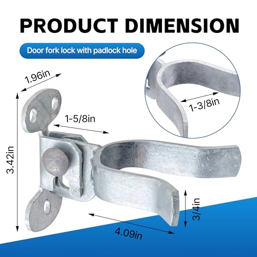1-3/8" Flat Back Wall Mount Chain Link Gate Latch, Gate Latches for Metal Gates, Suitable for Wooden Door Frames or Walls - color: 1 Pcs Silver