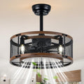 19" Modern Fandelier Ceiling Fan with Lights Remote Black Caged | Chandelier Ceiling Fan Industrial Fandelier for Bedroom Living Room, Reversible DC Motor 6 Speeds, 4 E12 Bulbs (Not Included) - color: Mesh Cage