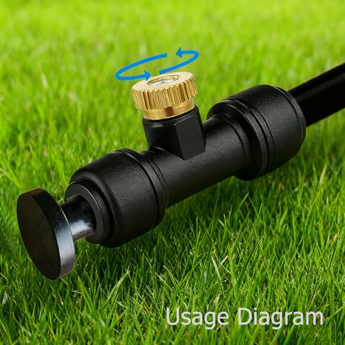 20 pack 1/4 Inch Misting Nozzles Kit Include 8 Black end Plug, Water Misting Tees Thread and Brass Orifice Nozzle， for Outdoor Cooling System Misting System，Patio, Garden Misters - style: Tee Nozzles(20)+8 end plug
