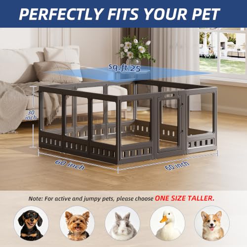 Clear-air Dog Playpen with Room Divider, Expandable Acrylic Dog Playpen to Create 2 Rooms, Clear Dog Play Pen Indoors, 30", 12 Panels, Black - color: Black, size: 30"H