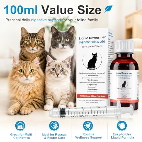 100ml Oral Liquid for Cats – with 3ml Needle-Free Dosing Syringe – Easy to Administer – Cat Health Supplies