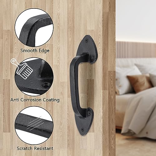 WellMade Barn Door Handles, Black Gate Handle, 7.5 in Rustic Metal Door Pull Handle Hardware for Wooden Garden Gate Shed Cabinet - size: 1 Pack