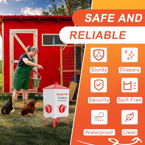 No Waste Chicken Feeders, DIY Automatic Poultry Feeder - 6 Ports Red | Buckets Barrels Bins Troughs‑mountable Design for common Breeds of Chicken Flock with Hole Saw - size: 6 Ports