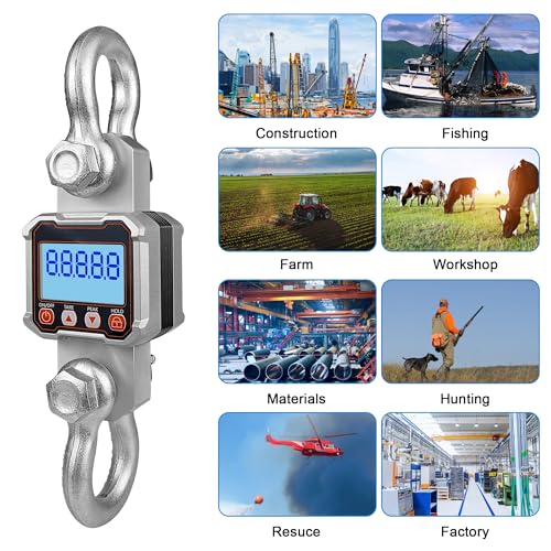 Hyindoor 5000kg 11000lb Crane Scale, 5T Digital Crane Scale with Remote Control, Industrial Heavy Duty Electronic Hanging Scale Hoist Scales - size: 5000kg/11000lb