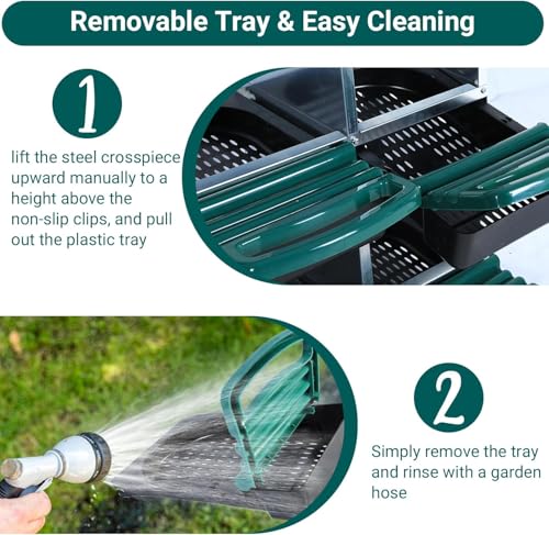 Chicken Nesting Box, 10 Compartments Roll Away Eggs Laying Boxes, Cleanable Pull Out Hen Roosting Boxes with Mental Leg, Durable & Easy to Install, Green - color: Green, size: 10 holes with legs