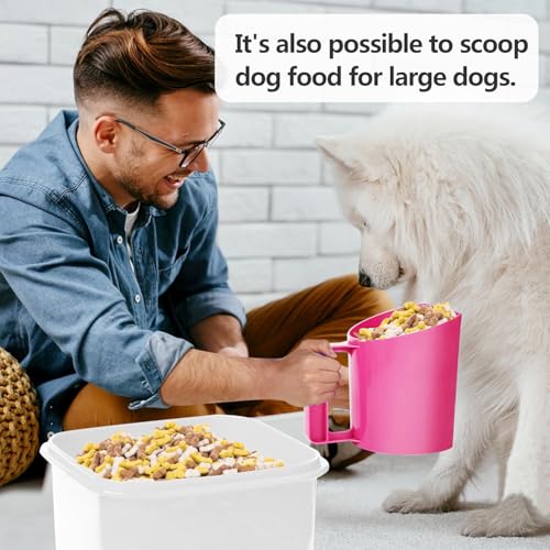 Feed Scoop - Grain Scoop for Horse,Heavy Duty Plastic Large Food Scoop for Large Dogs Livestock 1.8 Quart/7.2Cups Pink