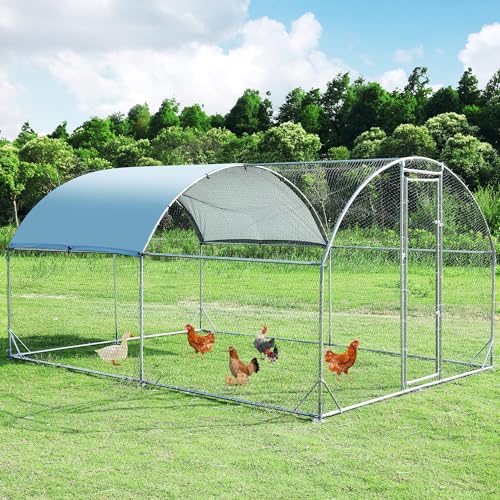 TOLEAD Large Metal Chicken Coop Upgrade Tri-Supporting Wire Mesh Chicken Run,Chicken Pen with Water-Resident and Anti-UV Cover,Duck Rabbit House Outdoor（156.1" L x 108" W x 78" H） - size: 156.1"L x 108.0"W x 78.0"H