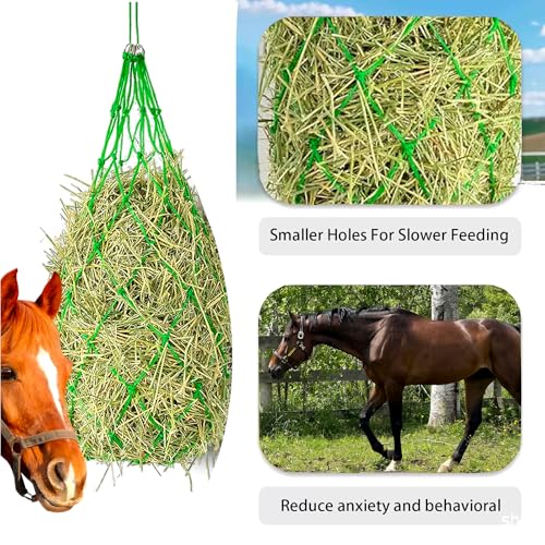 2PCS Hay Bag Hanging Goat Feeder,Slow Feeder Horse Hay Bag, with 4 Bucket Strapsnd for Horses Donkeys Cows Alpacas Ostriches or Other Animals