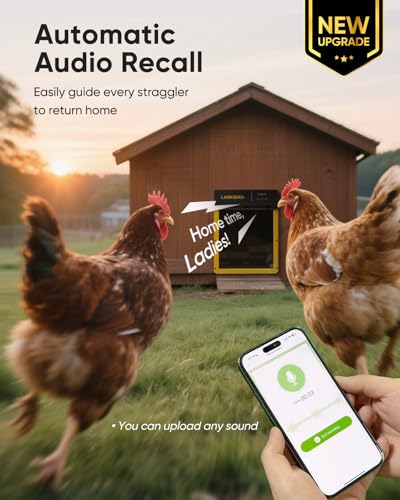 LARKBIRD Automatic Chicken Coop Door with Audio Recall Function, Yellow | Solar & Battery Powered, Timer & Light Sensor, Bluetooth App Control, Anti-Pinch System - color: Yellow