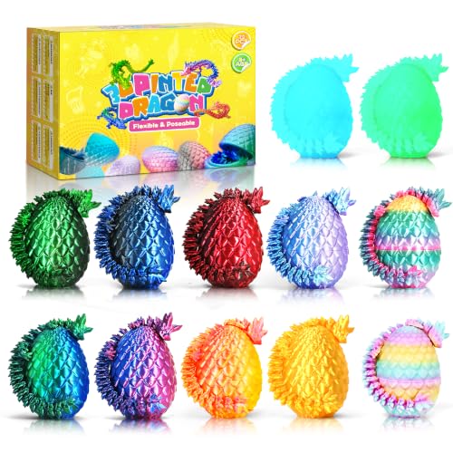 Impossmaker 12pcs 3D Printed Dragon Eggs, Crystal Dragon Toy Gifts | Surprise Dragon Eggs for Party Favors, Fun Goodie Bag Stuffers for Birthdays, Classroom Prizes - style: 12P-S1
