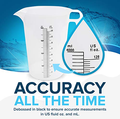 ACCUPOUR 32oz (1 quart) Measuring Pitcher, Plastic, Multipurpose - Great for Chemicals, Oil, Pool and Lawn - Ounce (oz) and Milliliter (mL) Increments (1000 mL) - size: 32oz