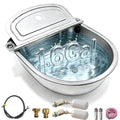 Automatic Water Bowl 304 Stainless Steel Pet Water Dispenser Dog, Feeder Waterer for Large Dogs with 40 Inch Steel Hose, 2 Float Valve, Copper Connector Adapter, 2 Bolts (with Drainage Hole)
