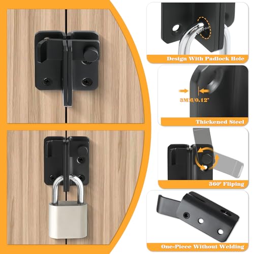 Alise Black Flip Latch Gate Latch,Heavy Duty Door Latch Barn Door Lock | Stainless Steel Door Lock Latches for Wooden Fence Shed Barn Chicken Dog Cage Window Cabinet Backyard Garage - color: Matte Black, size: Large Size