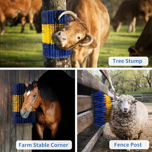 Livestock Scratching Brush, Upgraded Large Cattle Scratcher with 6 Screws, Horse Brushes for Grooming, Relieve Itching on the Back of Livestock, Cattle Supplies for Horse, Goat, Cow, Pig (XL Brush) - size: 1-PACK