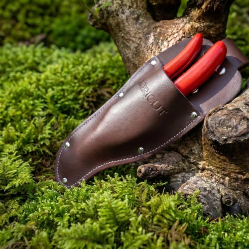 AGRICUT Hand Pruners with Sheath, Gardening Shears Scissors with Sheath | Pruning Shears with Sheath & Holster - Heavy Duty Garden Clippers with Case, Gardening Gifts for Men Women - style: Aluminum Handle, High Carbon Steel PRO with Sheath