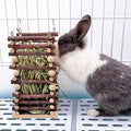 Hanging Apple Wood Rabbit Hay Feeder for Chinchilla Bunny Hamster Gerbil | Guinea Pig Grass Holder with 2 Hooks, Biting Resistant Small Animals Chew Toy, Feeding Hay Manager Shelf for Holiday Gifts