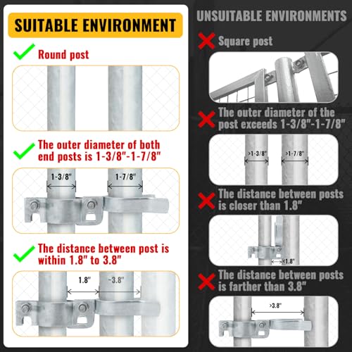 VIVIDA 1-3/8" x 1-7/8" Chain Link Gate Latch, Fence Gate Fork Latch, 1 PCS | Galvanized Fence Gate Lock, Chain Link Fence Parts, Bolts & Nuts Included - size: 1-3/8" x 1-7/8" (1 PCS)