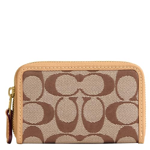 Coach Small Zip Around Card Case - color: Khaki Light Peach, size: One Size