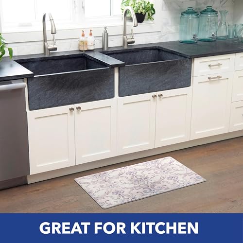 SoHome Cozy Living Anti Fatigue Mat Kitchen Mat Non Slip Stain Resistant Easy Clean 1/2 Inch Thick Kitchen Floor Mats, Damask Grey 18" x 55" - color: Grey, size: 18"L x 18"W x 0.5"Th