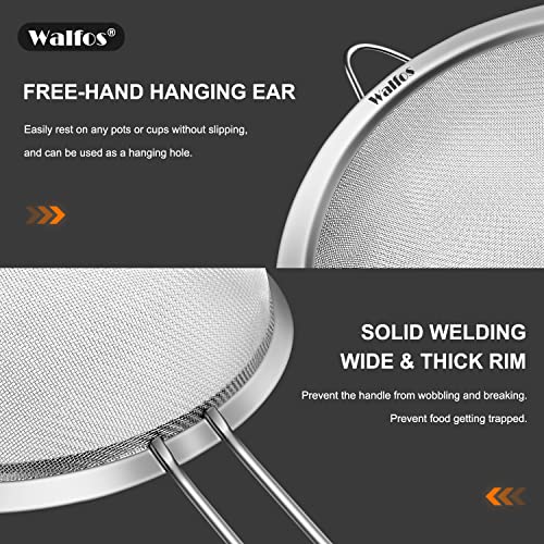 Walfos 4.6 Inch Fine Mesh Strainer, Premium Stainless Steel Colanders and Sifters, with Reinforced Frame and Sturdy Handle, Perfect for Sift, Strain, Drain and Rinse Vegetables, Pastas and Tea - style: 4.6" Small Strainer