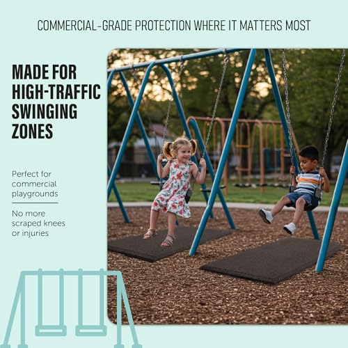 Heavy Duty Commercial Grade Rubber Playground Safety Mat - Playground Protection Mat for Swings and Slides - 54" Long X 32" Wide x 2" Thick (Brown) - color: Brown