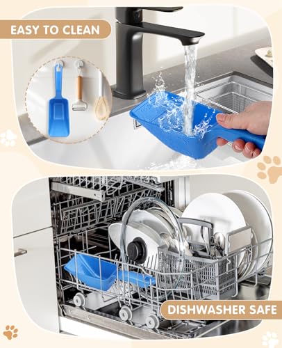 2-Pack Dog Food Scoop 1 Cup, Plastic Pet Food Measuring Scoop With Measuring Lines (1/2 & 1 Cup Markings) for Dogs, Cats, Fish, Bird（Blue) - color: Blue