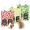 3 Pcs Rabbit Hay Feeder, 2-Hole Hanging Guinea Pig Hay Bags Washable Bunny Hay Bag for Rabbits, Chinchillas, Hamsters, Small Pets and Animals (11.8"×8.7") - color: Green,Red,Yellow