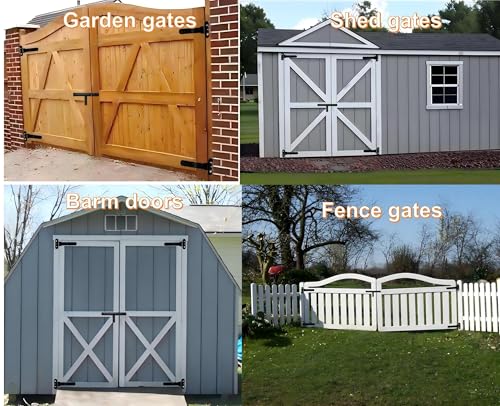 13" Heavy Duty Strap Gate Hinges,900LBS Load Capacity,Thickened Solid Steel | 2Pcs Built-in Ball Bearing T Hinge for Smooth Swing,Bolt or Weld-On Wooden/Metal Gate,Garden Fence Shed Barn Gate(Patent) - size: Large-L