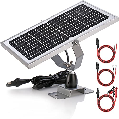 SUNER POWER 10W 12V Solar Battery Charger Maintainer, Built-in Smart MPPT Charge Controller, Adjustable Mount Bracket, Waterproof 10 Watt Solar Panel Kits for Car Automotive Boat Marine RV Trailer - size: 10W PRO