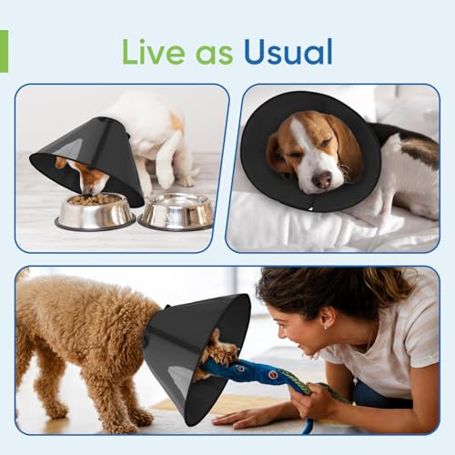 Soft Dog Cone Collar to Stop Licking After Surgery, Mesh Breathable Pet Recovery Collar for Large Medium Dogs, Elizabethan Cone Alternative(XXL) - color: Black, size: XXL