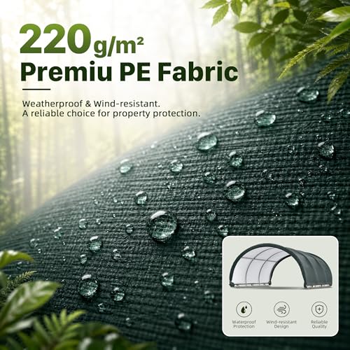 Polar Aurora 12'x12' Corral Shelter, Heavy Duty Round Style Canopy, Waterproof and UV Treated Canvas Cover, Easy Assembly Stable and Agricultural Storage and Shade Shed Kit for Livestock, Green - size: 12x12 FT