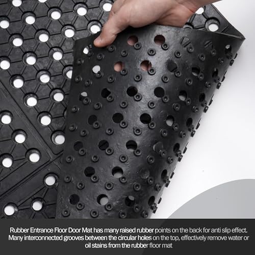 uyoyous Rubber Flooring Mat with Drainage Holes 82.67"x35.43" Resistant Anti-Fatigue Commercial Kitchen Mats with Non-Slip Backing Heavy Duty Rubber Drainage Mat for Industrial Kitchen