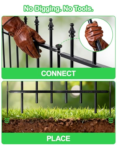 5-Panel Heavy-Duty Small Pet Fence, 13in H x 7ft L, Thickened Hollow Iron Tubes, No-Dig Portable Barrier for Rabbits, Gardens - size: 5 Pack - 13in(H) x 7.08Ft(L)