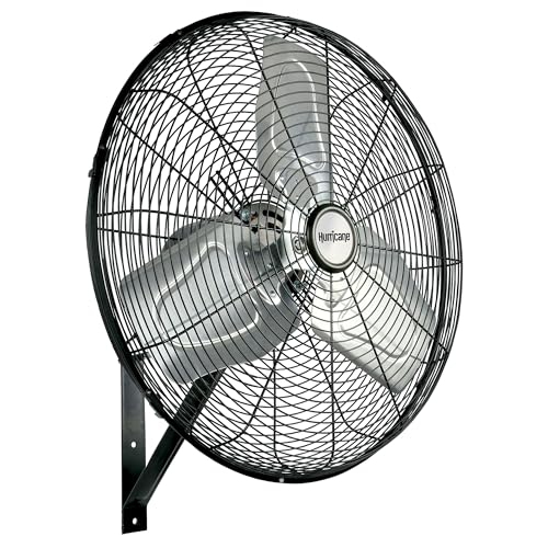 Hurricane Pro Commercial Grade Oscillating Wall Mount Fan, Black, 30in | Heavy-Duty All-Metal Corded Air Cooling Unit for Home, Garage, Greenhouse & Workshop - style: 30" Pro Commercial Grade