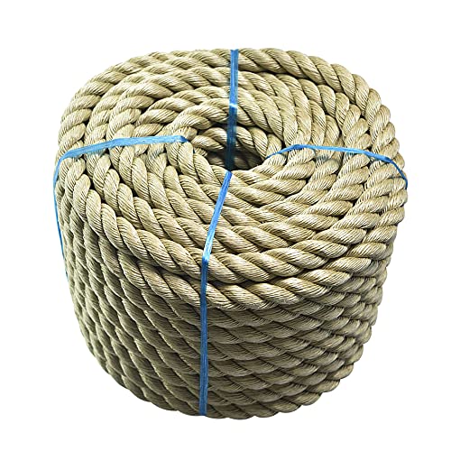 1 inch x 100 feet Twisted ProManila - UnManila Rope, Tan Twisted 3 Strand Polypropylene Rope Cordage for Marine, Nautical, DIY Projects, Tie Downs - size: 1in*100ft