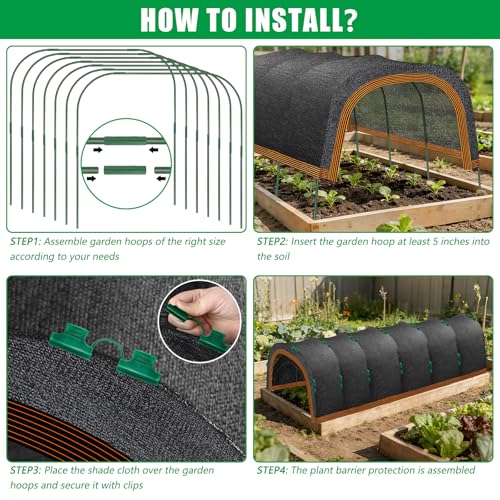 KJX 118"x79" Garden Shade Kit, 70% Garden Sun Shade Cloth with Hoops | Garden Shade Kit for Plants Heat Protection, Raised Garden Bed Shade Cover Plant Sun Shade for Outdoor Plants Vegetables - size: 118"x79" Shade Cloth-1 Pack