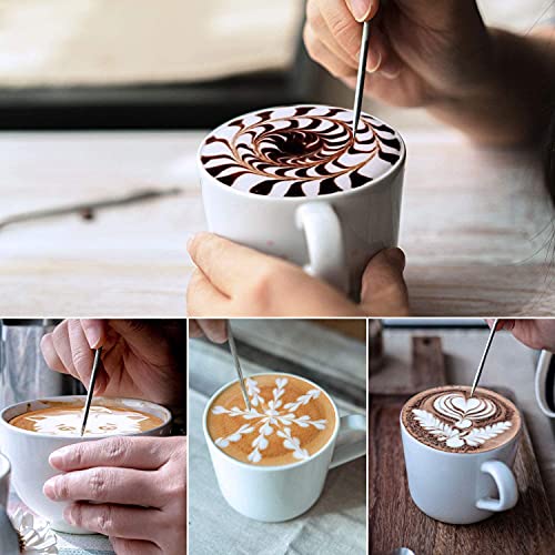 Milk Frothing Pitchers 20 oz, Stainless Steel Espresso Steaming Pitcher with Decorating Pen Coffee Milk Frother Cup with Scale Cappuccino Latte Art Barista Steam Pitchers Milk Frother Cup - color: Silver