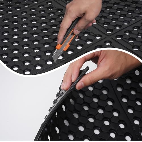 uyoyous Rubber Flooring Mat with Drainage Holes 82.67"x35.43" Resistant Anti-Fatigue Commercial Kitchen Mats with Non-Slip Backing Heavy Duty Rubber Drainage Mat for Industrial Kitchen