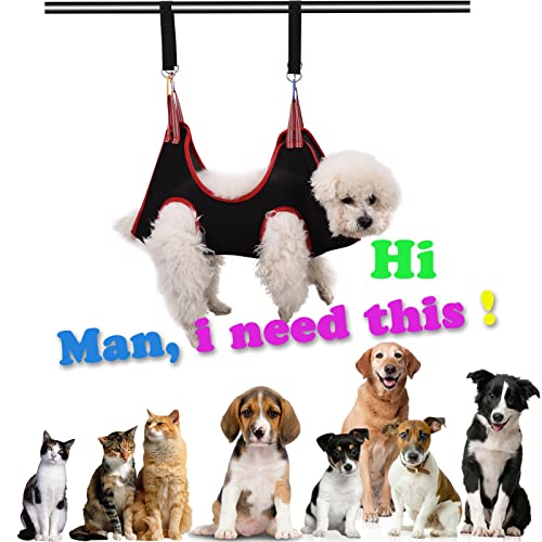 Dog Grooming Hammock Harness,Breathable Pet Cat Hammock Restraint Bag,Dog Grooming Sling Helper for Trimming Nail and Ear/Eye Care(S Size,8.5") - color: Black, size: S-Small Dogs/25-40lb