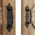 SMARTSTANDARD 9" Barn Door Handle, Heavy Duty Black Powder Coated, 2PCS | Antique Barn Door Handle, Large Rustic Retro Cast Iron Handle for Gates Garages Sheds Furniture, Square - size: 2 handles