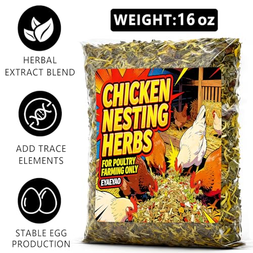 16 oz Chicken Nesting Herbs - Dried Herb Layer Feed Coop and Run Insulation Roosting Bars for Box Pads Supplies Laying Hens Chicks Vacuum Packed Bedding Winter