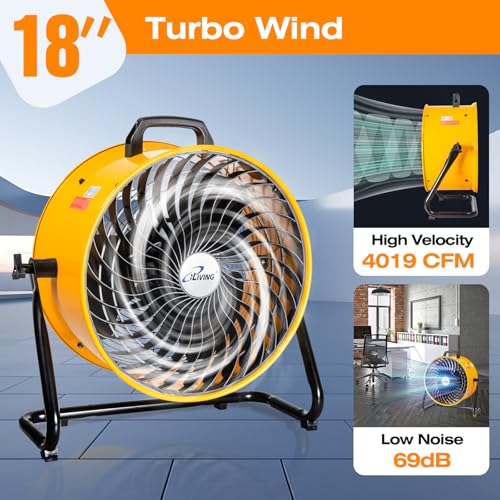 iLiving 18 in. Low Noise Turbo Fan 4019 CFM 3-Speed Portable Air Circulator for Shop, Office, Greenhouse, Home and Warehouse - size: 18-Inch