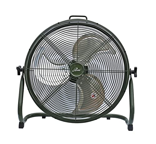 iLiving 18" Rechargeable Battery Operated Camping Floor Fan, High Velocity Portable Outdoor Fan with Metal Blade, With Built-in Lithium Battery for Whole Day Usage, 18 Inches, Military Green - size: 18 In
