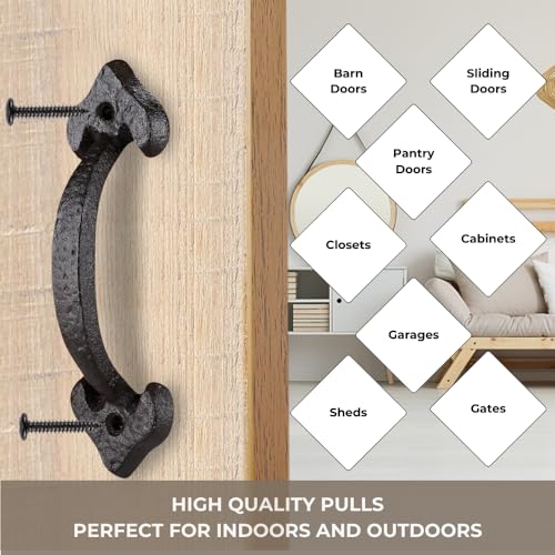 2-Pack 7 Inch Heart Barn Door Handle - Black Cast Iron Pull for Sliding Doors, Gates, Sheds, Fences, Closets - Indoor Outdoor Farmhouse Hardware - size: 7" - 2 Pack, style: Heart